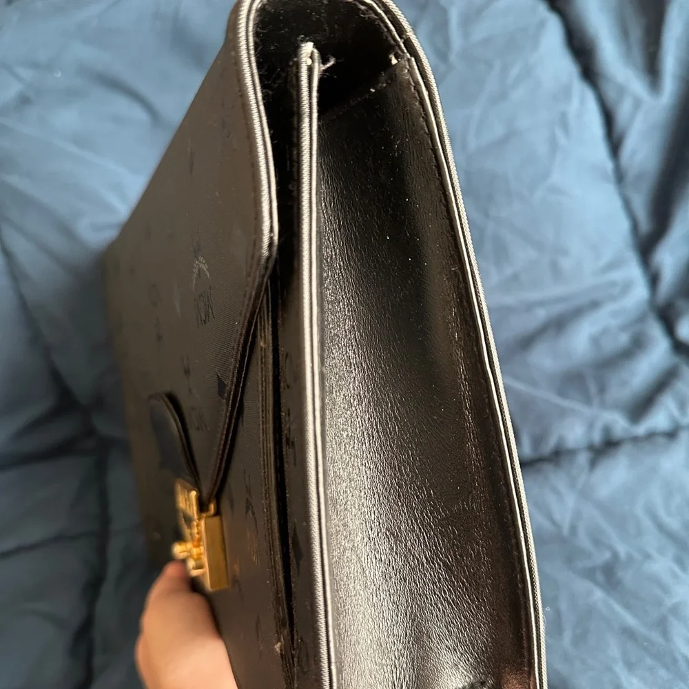 MCM Black Monogram Envelope Clutch with Gold Lock - Picture 4 of 16